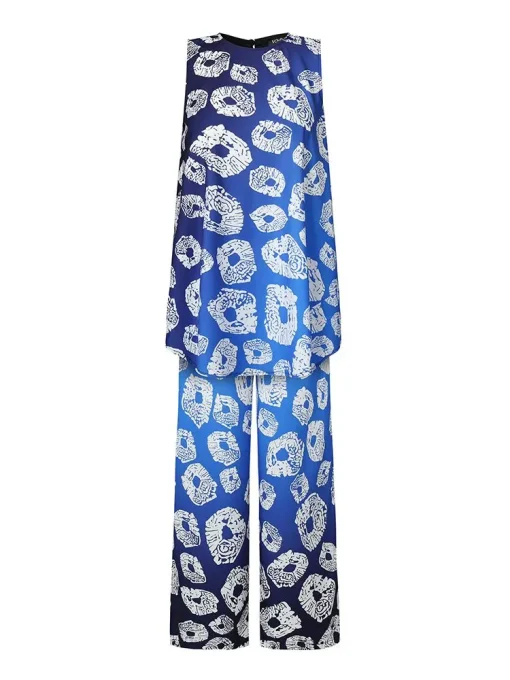 Plus Size   Vintage Printed Sleeveless Pants Set - Image 2