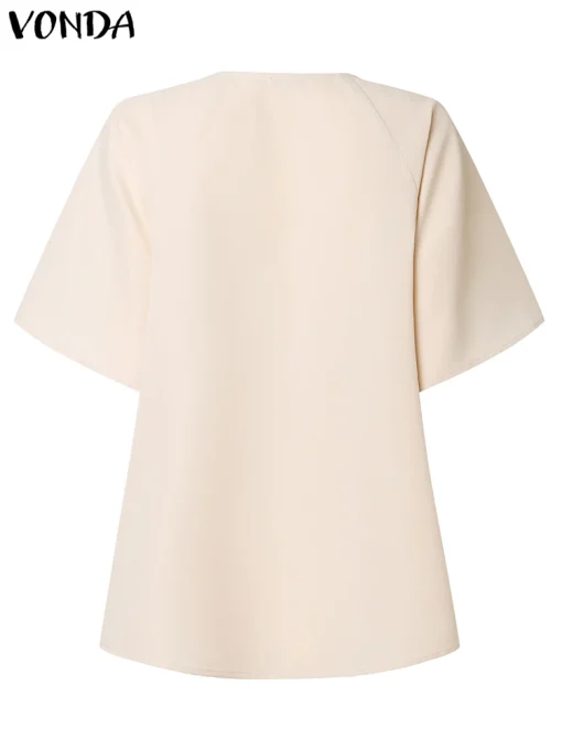 Elegant Square Neck Blouse with Short Puff Sleeves - Image 3