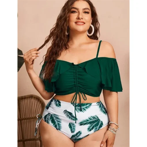 Plus Size Floral Printed One-Piece Cutout Swimsuit for Women - Image 2