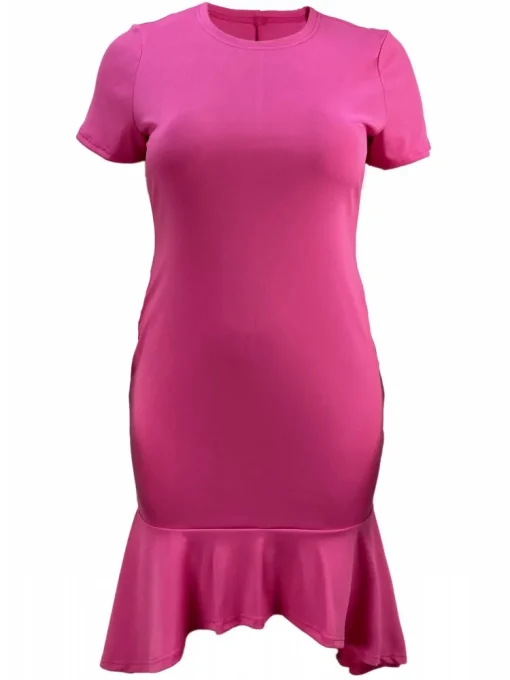 Plus Size Short Sleeve Casual Street Style Midi Dress - Image 3