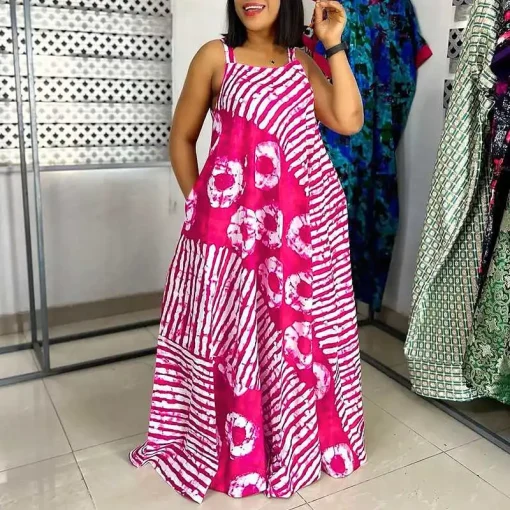 Plus Size Bohemian Sleeveless Maxi Dress for Summer Parties - Image 5