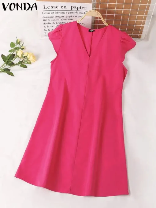 Summer V-Neck Casual Mini Sundress for Women - Image 2