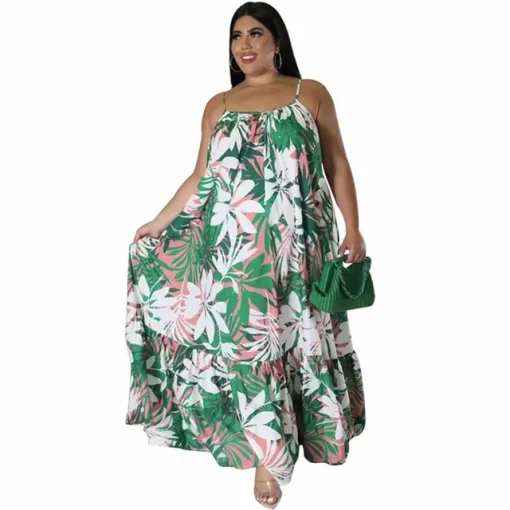 Plus Size Printed Cascading Ruffle Maxi Dress for Women - Image 8