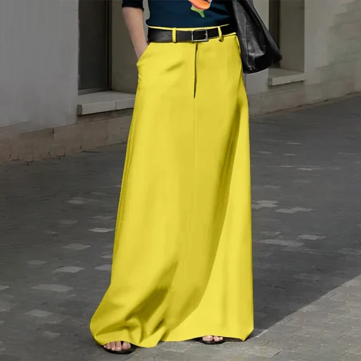 Women’s High Waist Casual Maxi Skirt with Pockets - Image 5