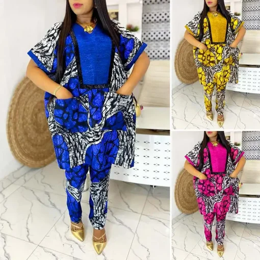 Plus Size Bohemian Printed Pant Set with Pockets