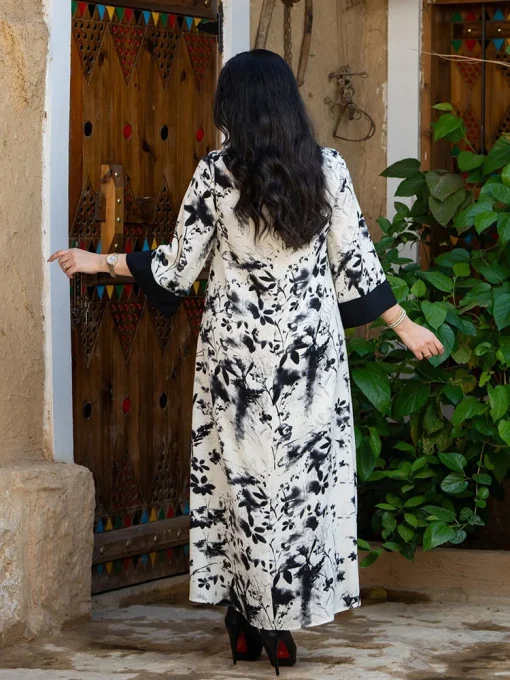 Summer Casual Arabian Party Printed Long Maxi Abaya Dress - Image 2