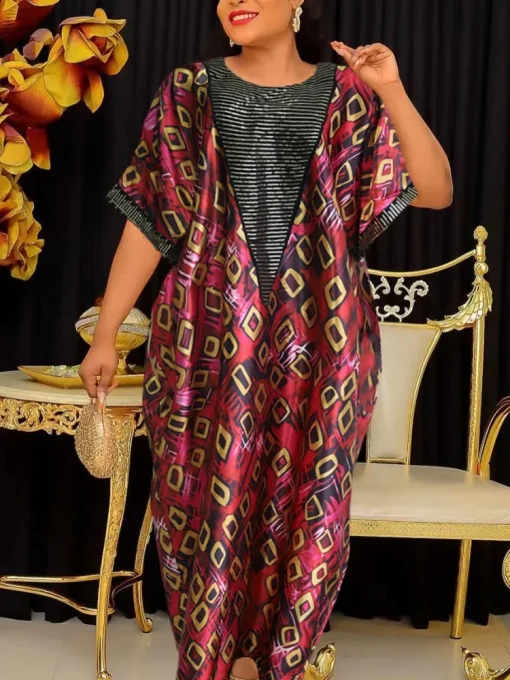 Plus Size Elegant African Dashiki Kaftan Dress for Women