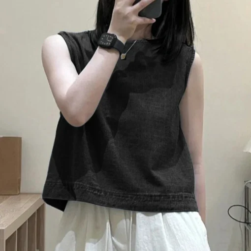 Women Summer Tank Tops Sleeveless Solid Color Shirts - Image 5