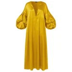 Plus Size Elegant Party Dress Lantern Sleeve Satin Maxi