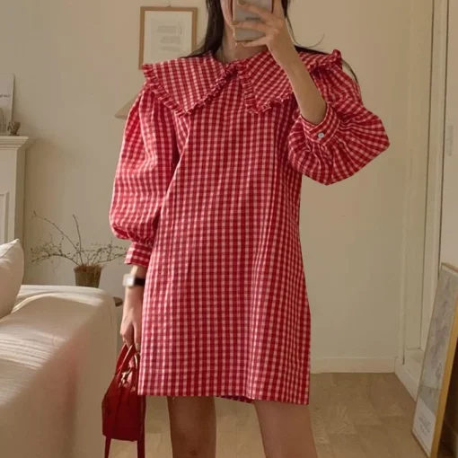 Women's Elegant Color Patchwork Mini Shirt Dress - Image 6