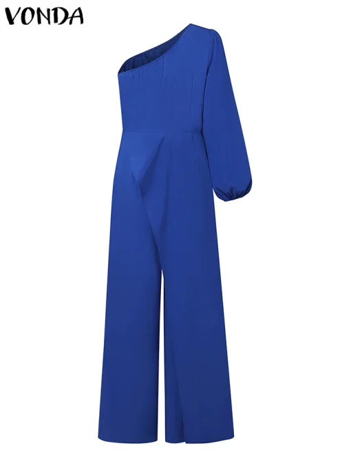 Plus Size Elegant Off Shoulder Long Sleeve Jumpsuit - Image 3