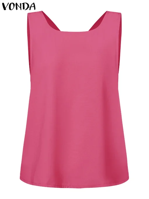 Women’s Casual Sleeveless Summer Solid Color Tank Tops - Image 3