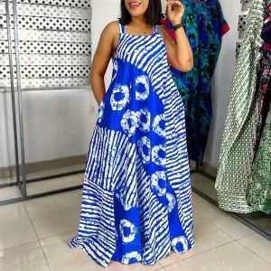 Summer Bohemian Printed Sleeveless Maxi Beach Dress