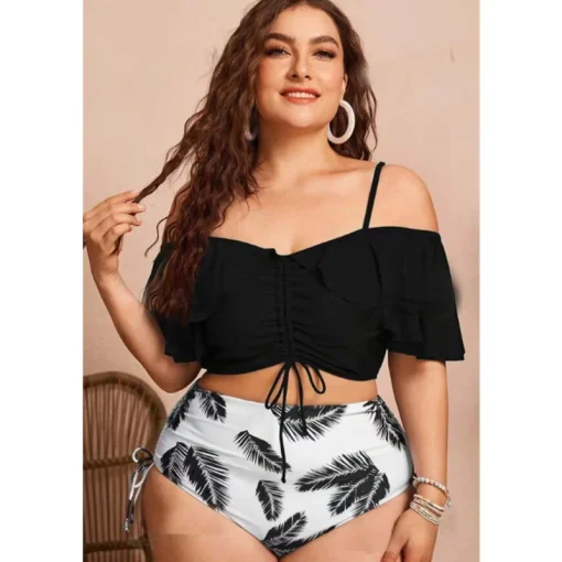 Plus Size Floral Printed One-Piece Cutout Swimsuit for Women - Image 5