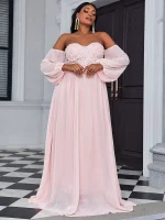 Plus Size Lace Patchwork Strapless A-Line Boho Maxi Dress