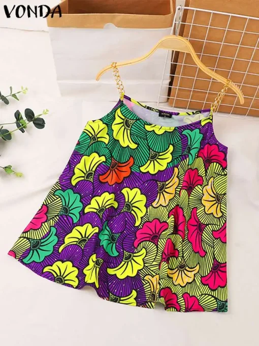 Plus Size Floral Printed Sleeveless Tank Top - Image 3