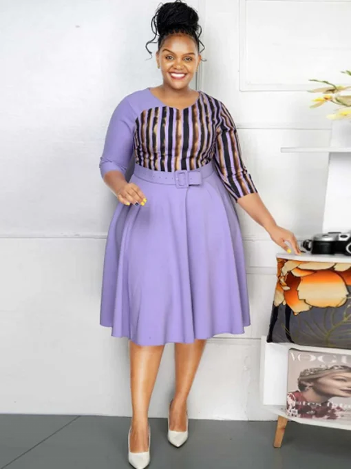 Plus Size Office Lady Casual Midi Dress for Women