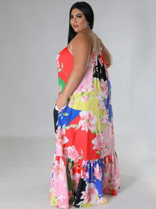 Plus Size Cascading Ruffle Maxi Dress for Women - Image 4