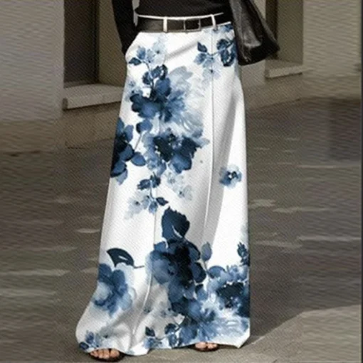 Women Elegant Printed A-Line Maxi Skirt - Image 6