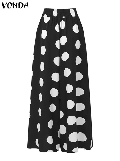 Elegant Polka Dot Wide Leg Pants for Office Style - Image 3