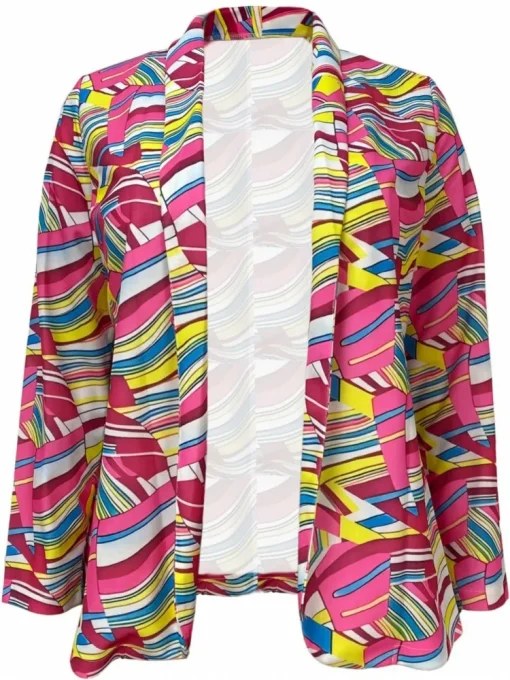 Plus Size Women's Printed Loose Fit Jacket for Spring - Image 4