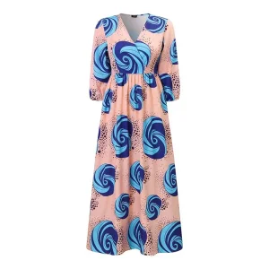 Plus Size Bohemian V-Neck Summer Maxi Dress