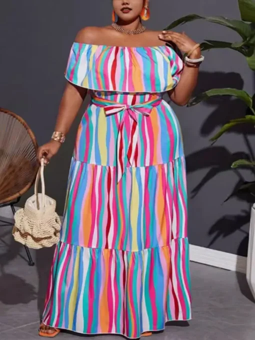 Plus Size Short Sleeve Street Style Maxi Dress