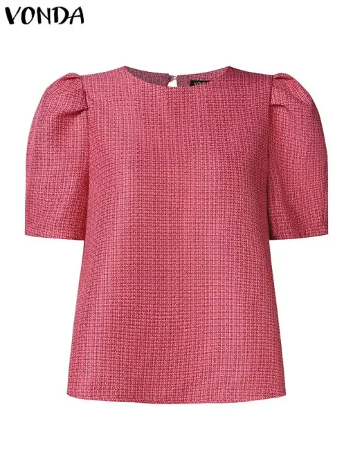 Elegant Office Blouse with Round Neck for Women - Image 3