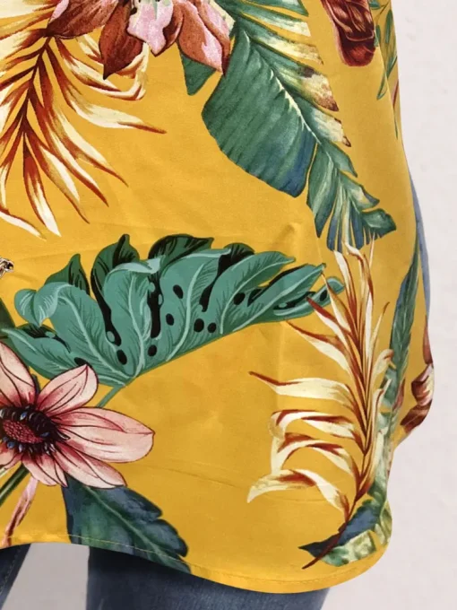 Plus Size Sunflower Print Pleated Loose Summer Tank Top - Image 6