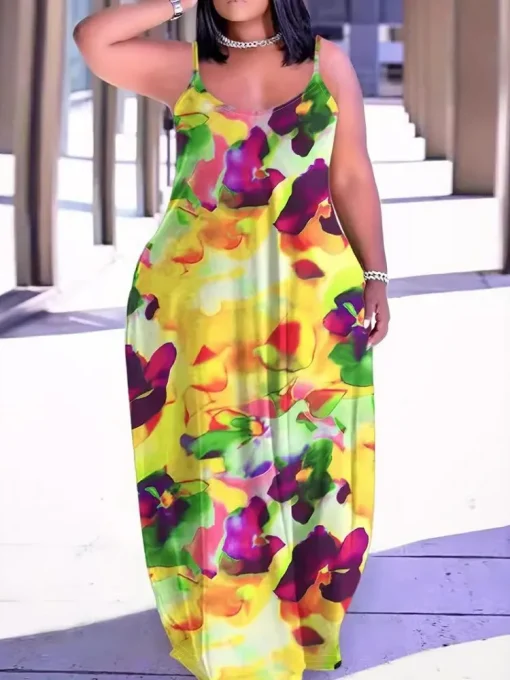 Plus Size Cascading Ruffle Maxi Dress for Women - Image 4