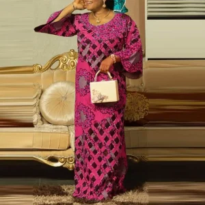 Plus Size   Bohemian Floral Printed Maxi Dress