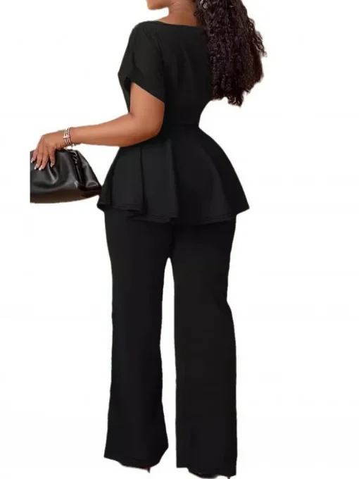 Plus Size Summer Autumn Black Top and Pants Set - Image 5