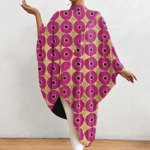 Plus Size  Vintage Printed Irregular Long Dress