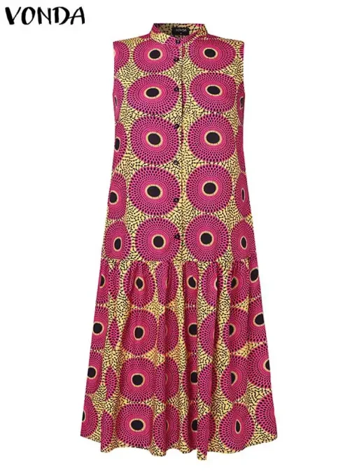 Plus Size Sleeveless Printed Summer Maxi Dress - Image 3