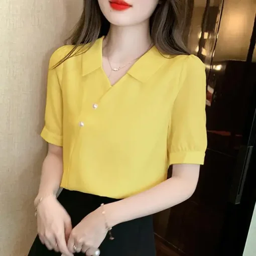 Women's Summer Puff Sleeve Casual Tunic Blouse - Image 9