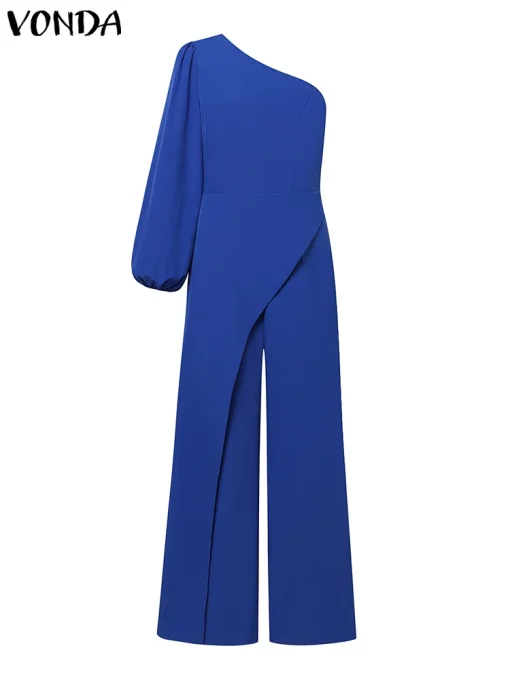 Plus Size Elegant Off Shoulder Long Sleeve Jumpsuit - Image 2