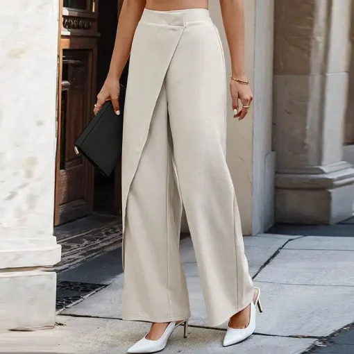 Vintage Solid Wide Leg Pants for Elegant Casual Style - Image 6