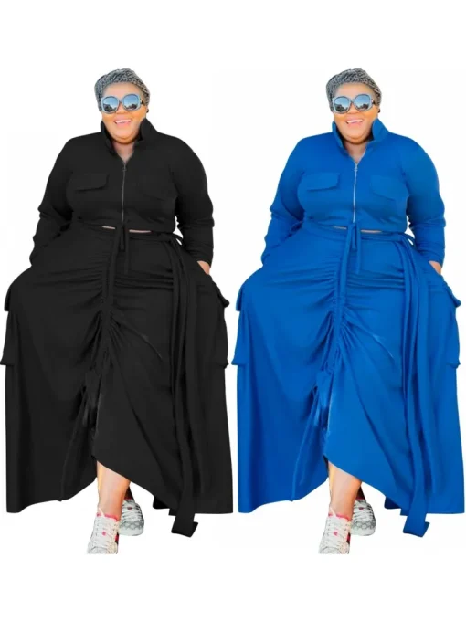 Plus Size Loose Street Style Maxi Dress Set - Image 3