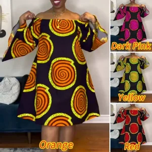 Bohemian Off-Shoulder Flare Sleeve Printed Summer Dress