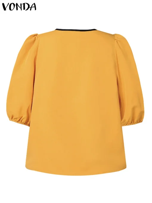 Women’s Casual Solid Color Half Sleeve Blouse - Image 3