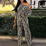 Plus Size  Bohemian Zebra-Stripe Pant Set