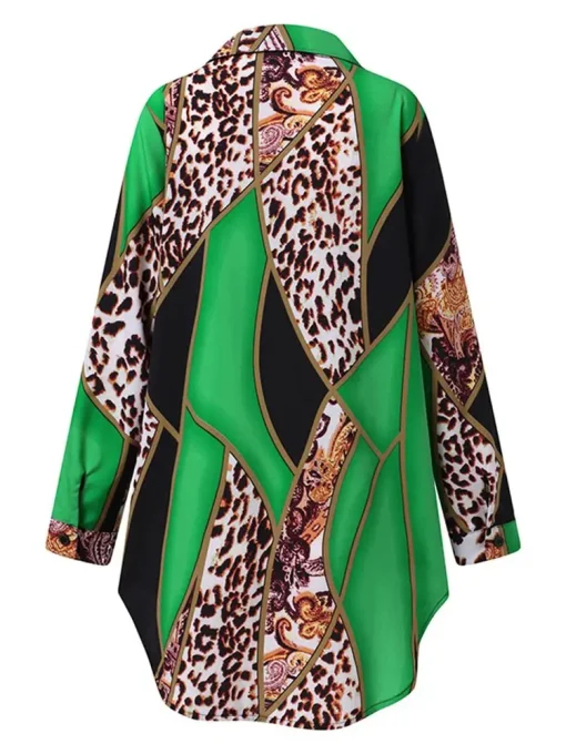 Plus Size Long Sleeve Bohemian Printed Tunic Blouse - Image 6