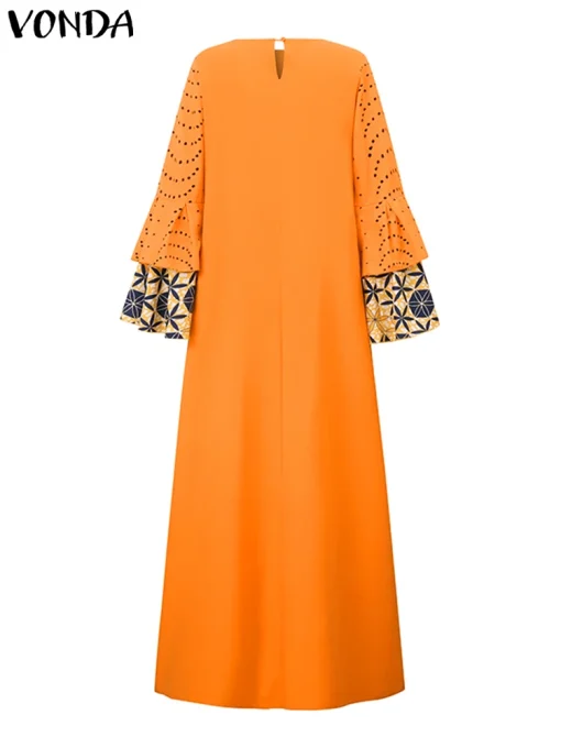 Bohemian Ruffled Maxi Dress with Long Sleeves for Autumn - Image 3