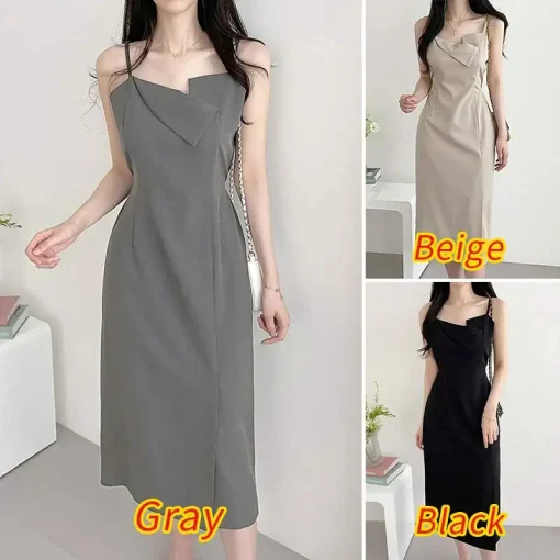 Elegant Summer Spaghetti Strap Midi Sundress for Women