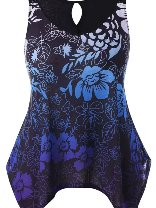 Elegant Plus Size Floral Hollow Out Cotton Summer Tank - Image 4