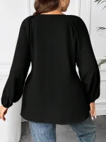 Elegant Plus Size Trumpet Sleeve V-Neck Blouse for Women