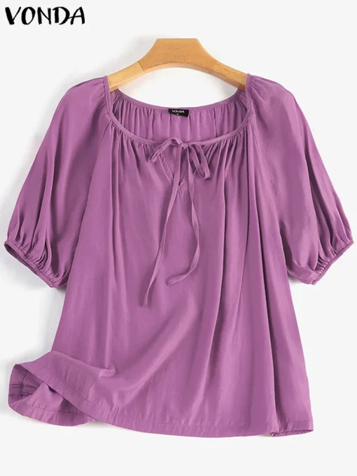 Women's Elegant O-Neck Casual Loose Blouse Top - Image 5