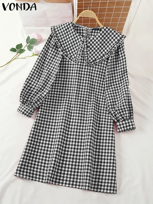 Women's Elegant Color Patchwork Mini Shirt Dress - Image 2