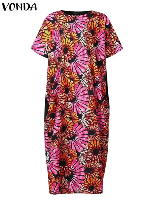 Plus Size Vintage Printed Summer Maxi Dress - Image 2