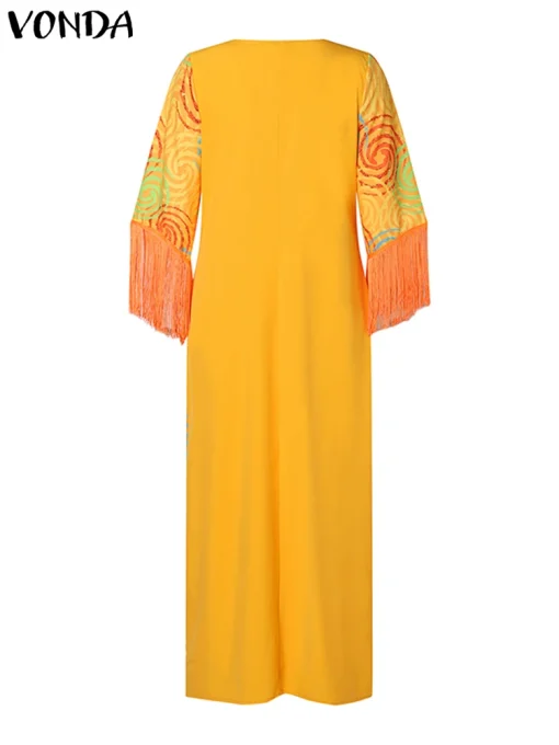 Bohemian Printed Maxi Dress with 3/4 Sleeves - Image 4